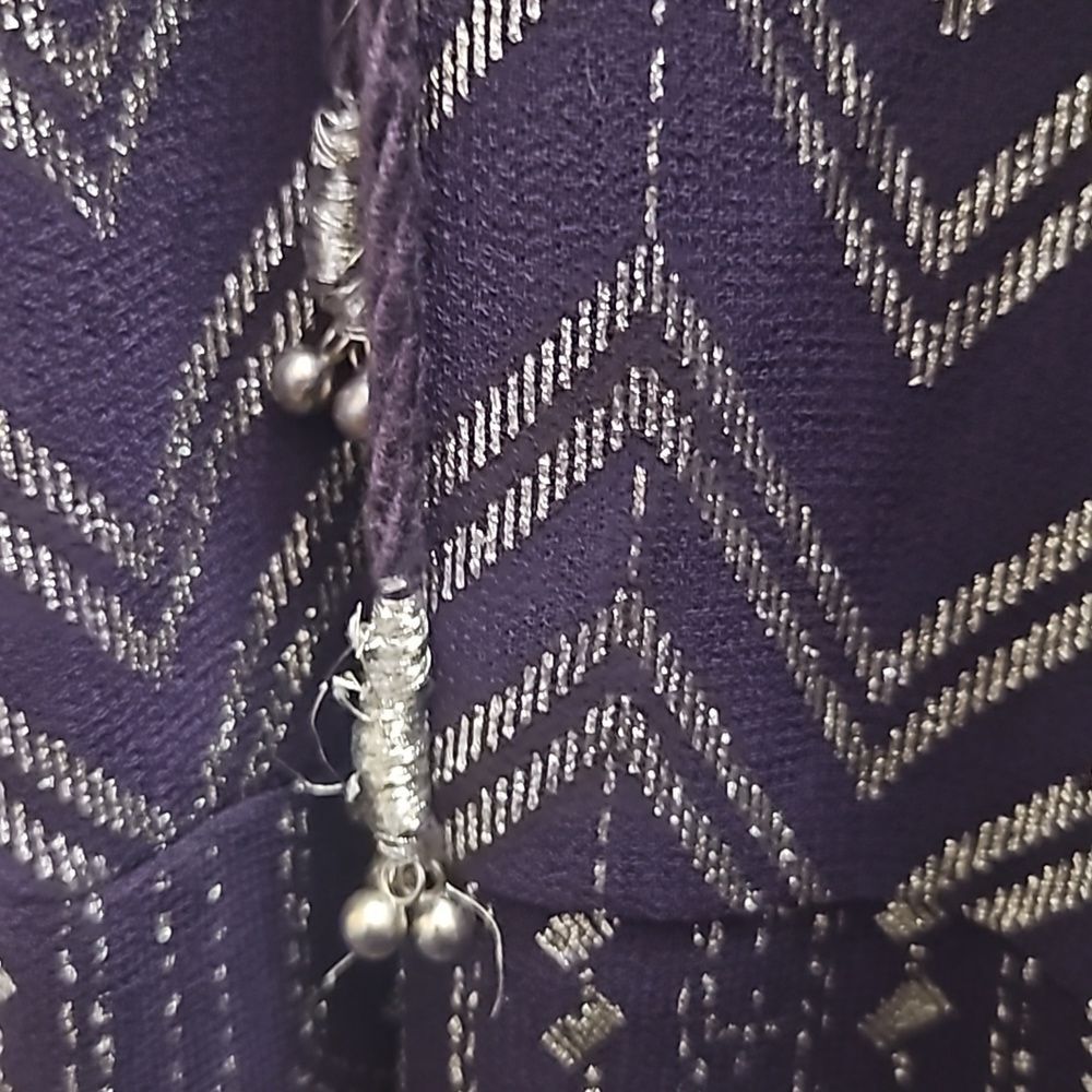 Free People Chevron V-Neck Blouson Mini Dress - Sz. Small - Picture 9 of 13